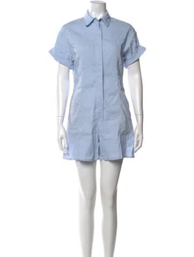 Pre-owned Theory Linen Romper In Blue