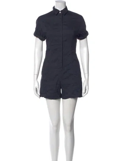 Pre-owned Theory Linen Romper In Blue