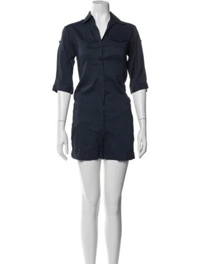 Pre-owned Theory Linen Romper In Blue