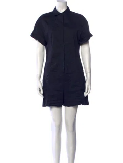 Pre-owned Theory Linen Romper In Blue