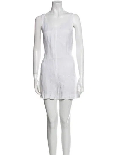 Pre-owned Theory Linen Scoop Neck Romper In White