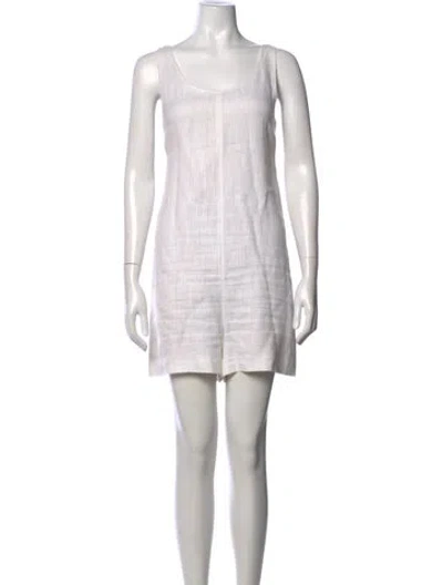 Pre-owned Theory Linen Scoop Neck Romper In White