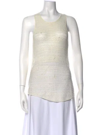 Pre-owned Theory Linen Scoop Neck Sweater In Neutral