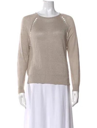 Pre-owned Theory Linen Scoop Neck Sweater In Neutral