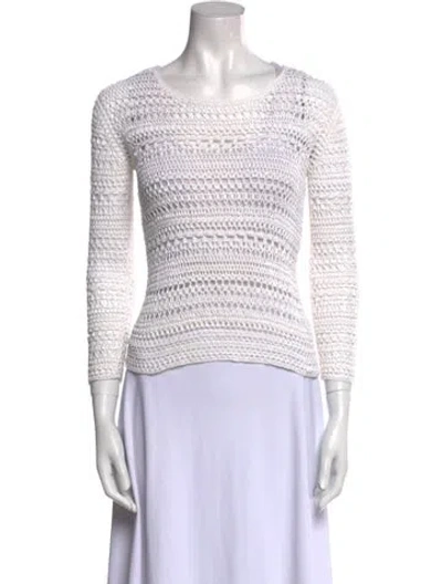 Pre-owned Theory Linen Scoop Neck Sweater W/ Tags In White