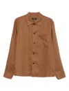 Theory Long Sleeve Button Front Linen Shirt In Brown