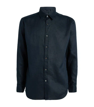 Theory Linen Shirt In Navy