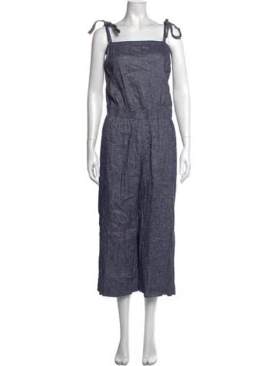 Pre-owned Theory Linen Square Neckline Jumpsuit In Blue