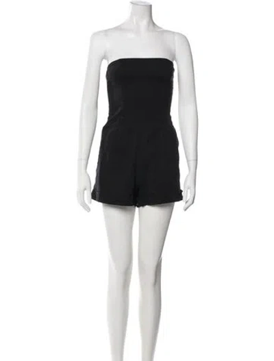 Pre-owned Theory Linen Strapless Romper In Black