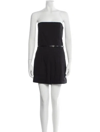 Pre-owned Theory Linen Strapless Romper In Black