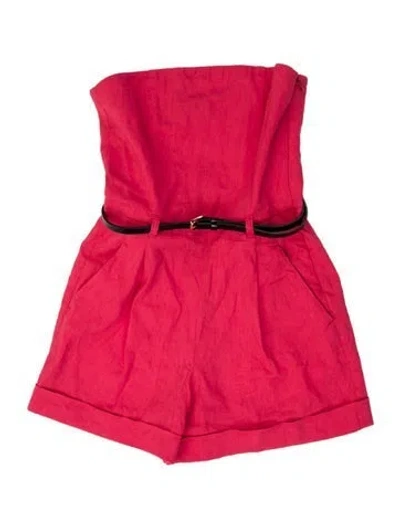 Pre-owned Theory Linen Strapless Romper In Orange