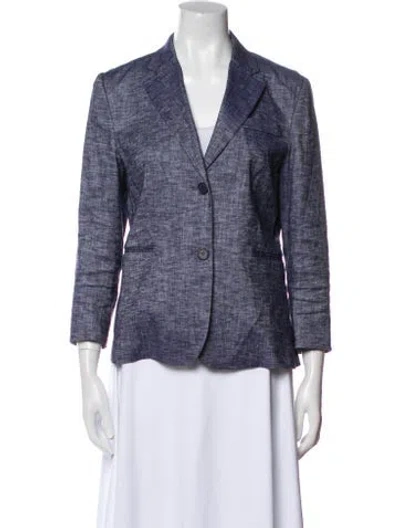 Pre-owned Theory Linen Striped Blazer In Blue