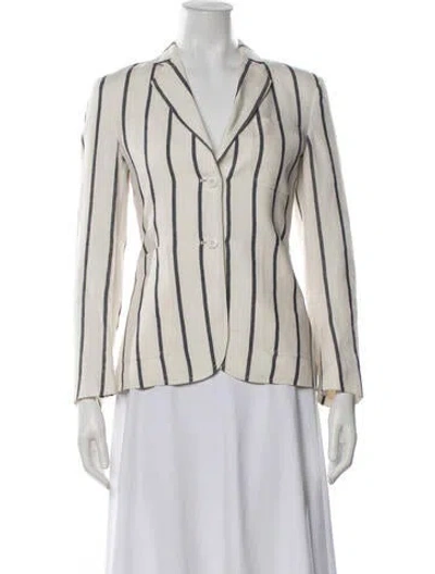 Pre-owned Theory Linen Striped Blazer In Blue