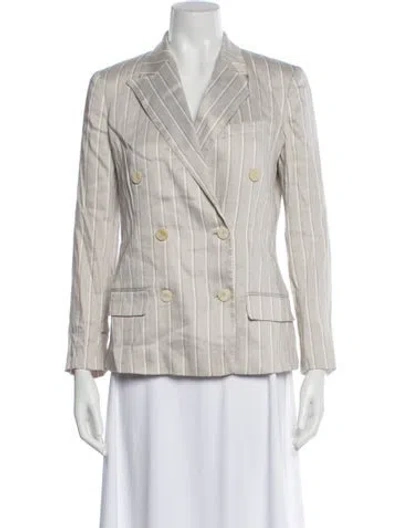 Pre-owned Theory Linen Striped Blazer In Gray