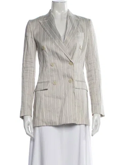 Pre-owned Theory Linen Striped Blazer In Gray
