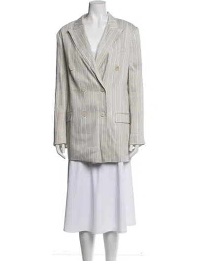 Pre-owned Theory Linen Striped Blazer In Grey