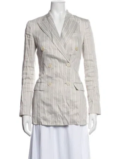 Pre-owned Theory Linen Striped Blazer In Grey