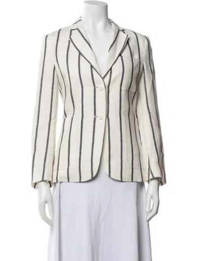 Pre-owned Theory Linen Striped Blazer In Neutrals