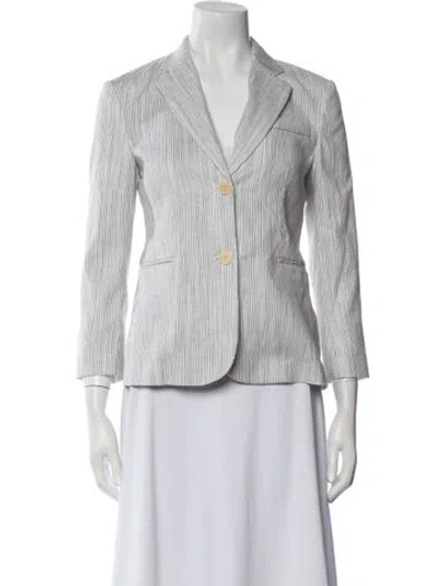 Pre-owned Theory Linen Striped Blazer W/ Tags In White