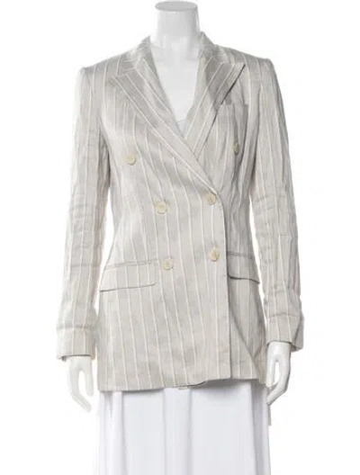Pre-owned Theory Linen Striped Coat In Gray