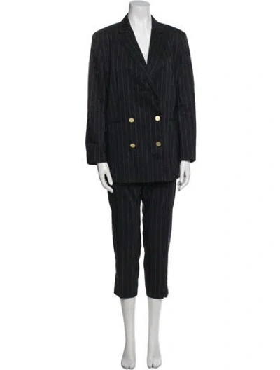 Pre-owned Theory Linen Striped Pantsuit In Blue