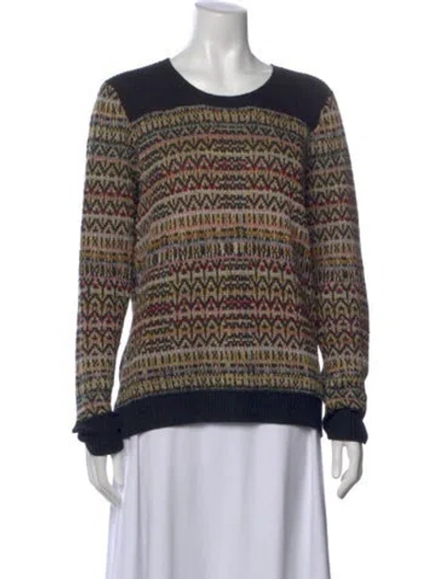 Pre-owned Theory Linen Striped Sweater In Black
