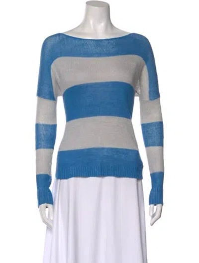 Pre-owned Theory Linen Striped Sweater In Blue