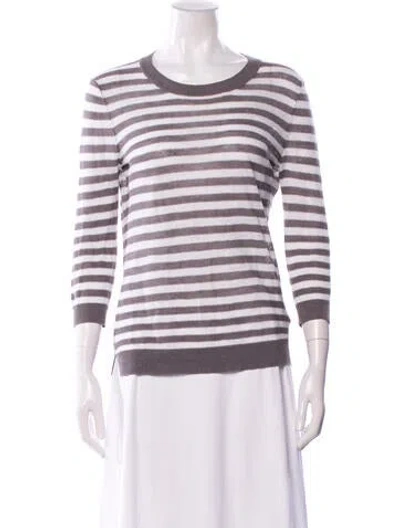 Pre-owned Theory Linen Striped Sweater In Blue