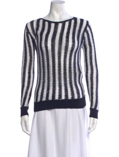 Pre-owned Theory Linen Striped Sweater In Blue