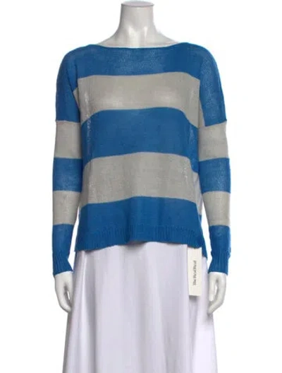 Pre-owned Theory Linen Striped Sweater In Blue