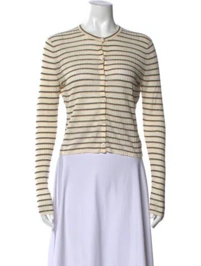 Pre-owned Theory Linen Striped Sweater In Neutrals