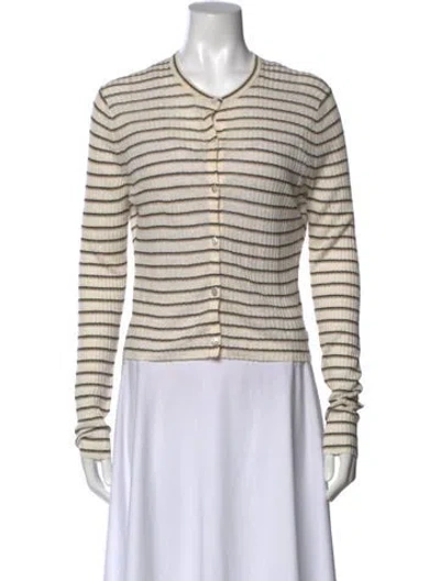 Pre-owned Theory Linen Striped Sweater W/ Tags