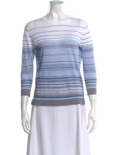 Pre-owned Theory Linen Striped Sweater In White