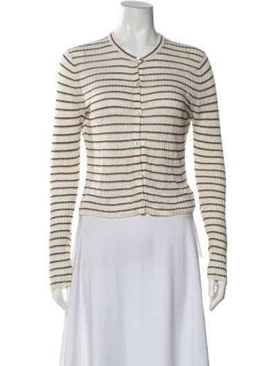 Pre-owned Theory Linen Striped Sweater In White