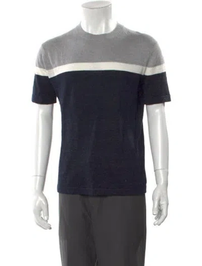 Pre-owned Theory Linen Striped T-shirt W/ Tags In Gray