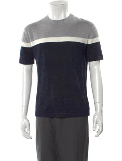 Pre-owned Theory Linen Striped T-shirt W/ Tags In Gray