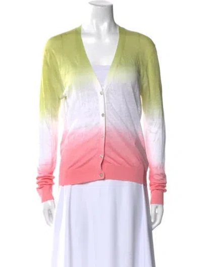 Pre-owned Theory Linen Tie-dye Print Sweater In Green