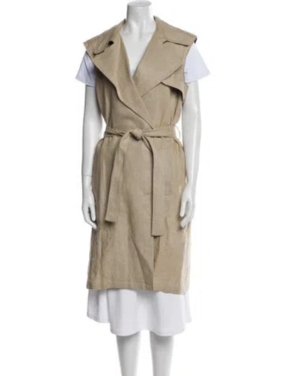 Pre-owned Theory Linen Trench Coat In Brown