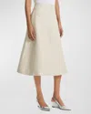 Theory High Waisted Circle Midi Skirt In Straw