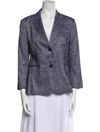 Pre-owned Theory Linen Tweed Pattern Blazer W/ Tags In Blue
