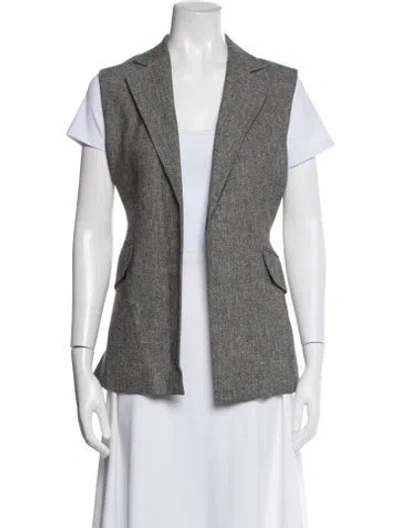 Pre-owned Theory Linen Tweed Pattern Vest In Gray