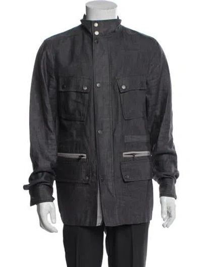 Pre-owned Theory Linen Utility Jacket In Gray