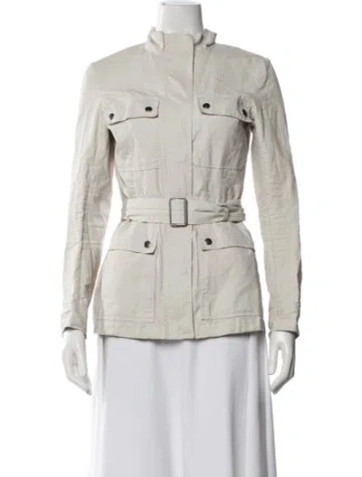 Pre-owned Theory Linen Utility Jacket In Gray