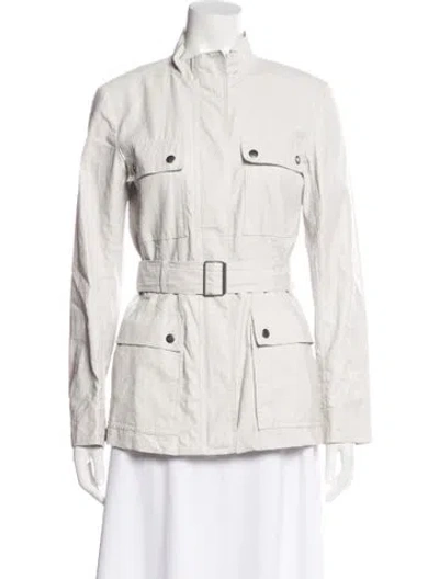 Pre-owned Theory Linen Utility Jacket In Neutral