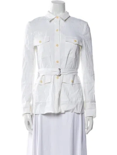 Pre-owned Theory Linen Utility Jacket In White