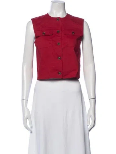 Pre-owned Theory Linen Vest In Red