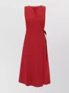 Theory Linen Viscose Wrap Dress In Red