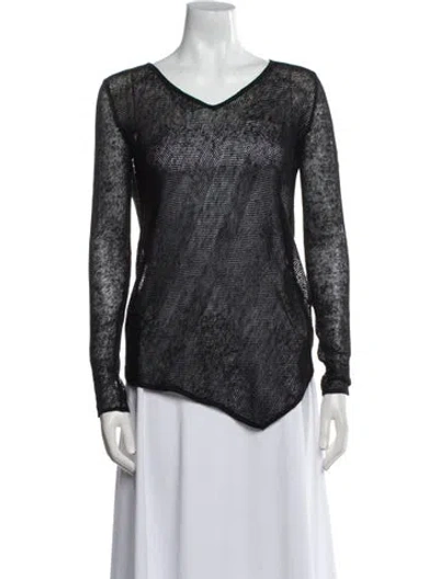 Pre-owned Theory Linen V-neck Sweater In Black