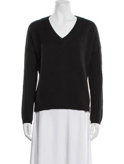 Pre-owned Theory Linen V-neck Sweater In Black