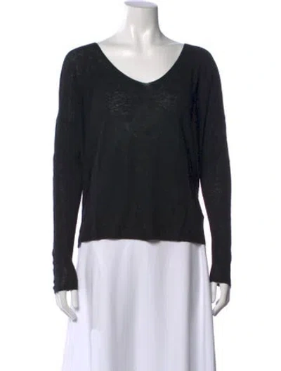 Pre-owned Theory Linen V-neck Sweater In Black